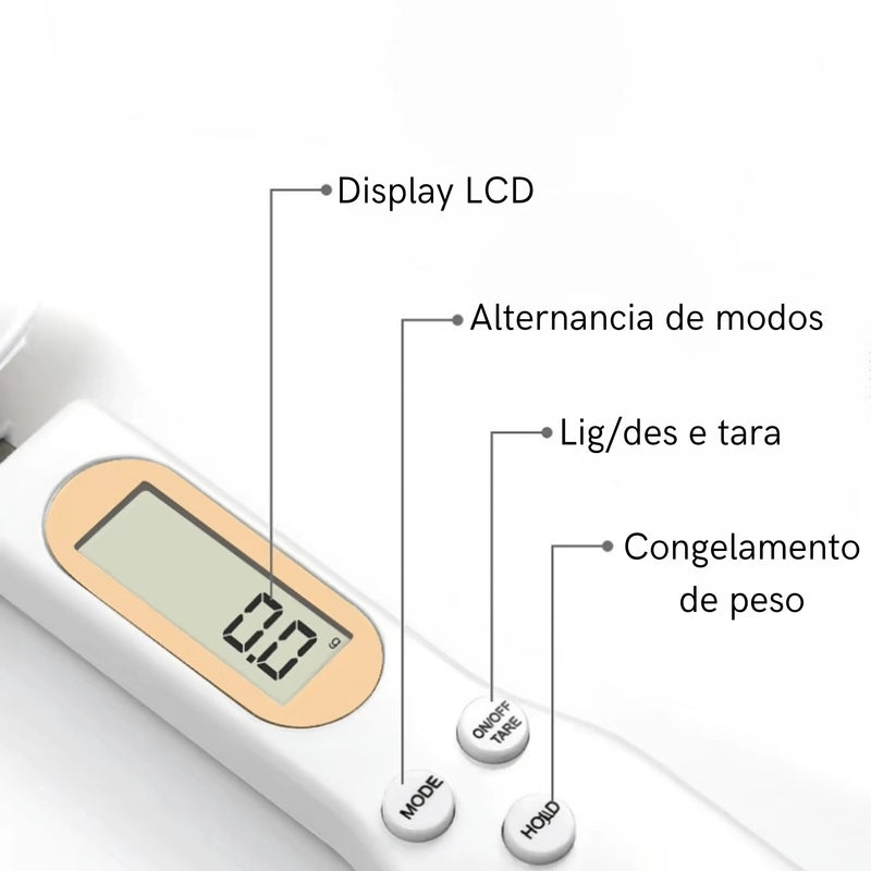 Colher Medidora digital Com Balança Para Alimentos - DigiLife